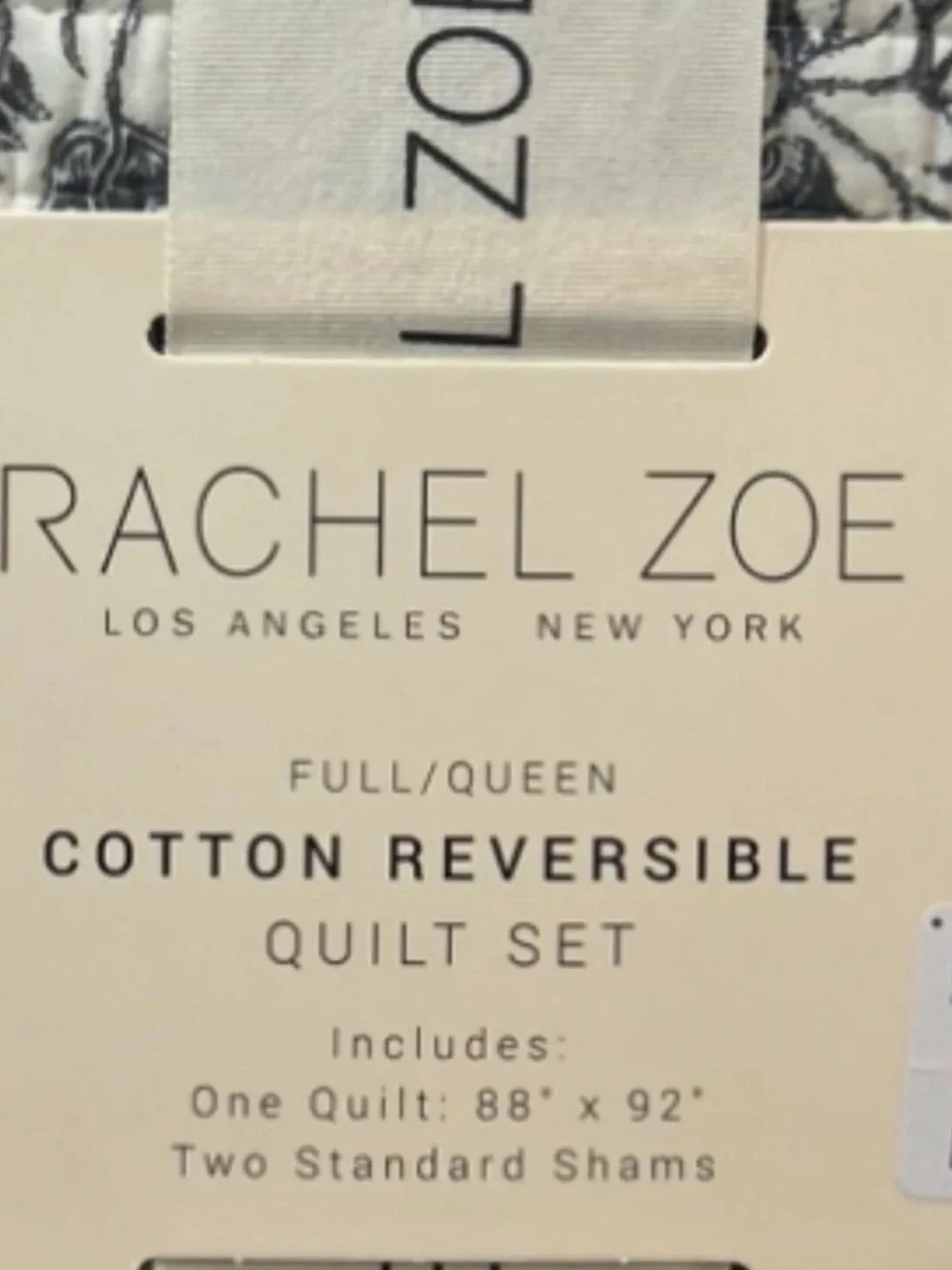 Rachel Zoe Full/Queen Gray and White Cotton Reversible Quilt Set 88”x92”